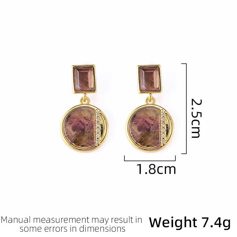 SUYU Fashionable Women's Light Luxury Design Square Circular Earrings Long Geometric Design Niche Accessories Earrings Trend