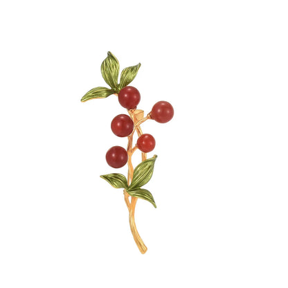 SUYU women's light luxury elegant and fashionable red fruit brooch versatile and unique design sense daily accessories