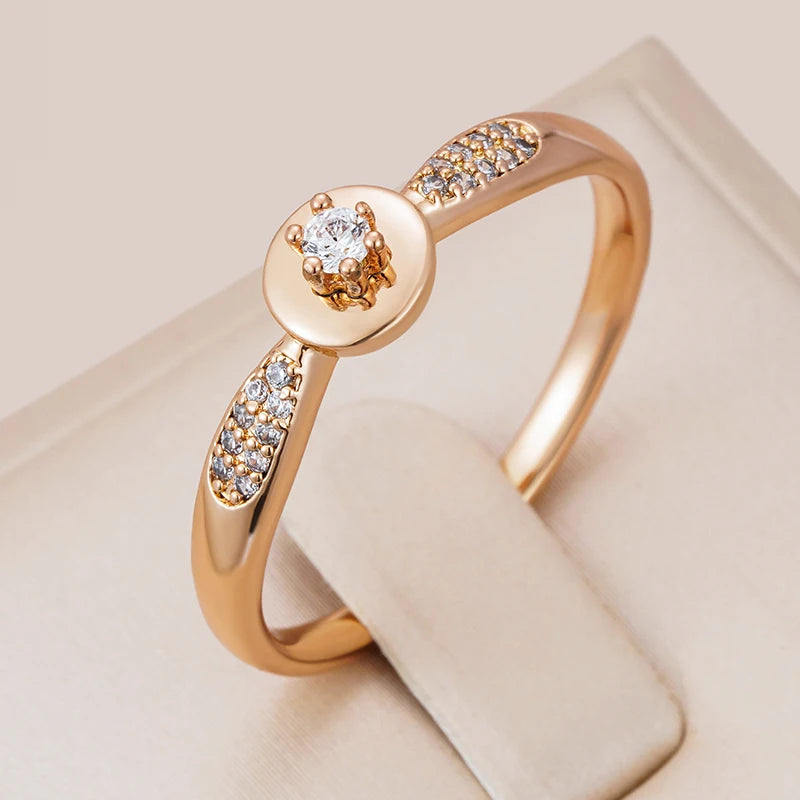 Wbmqda Simple Fashion CZ Ring For Women 585 Rose Gold Color Wedding Engagement Fine Jewelry