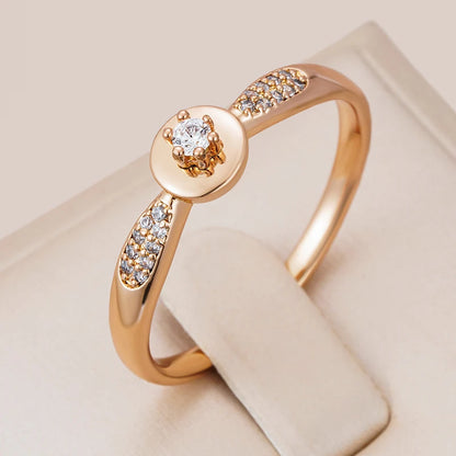 Wbmqda Simple Fashion CZ Ring For Women 585 Rose Gold Color Wedding Engagement Fine Jewelry