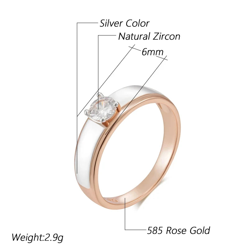 Wbmqda 585 Rose Gold Silver Color Mix Women's Rings Simple Fashion Wedding Proposal Engagement Jewelry