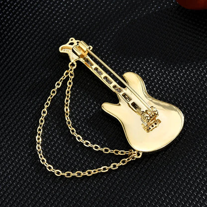 SUYU Fashion Guitar Brooch Personality Musical Instrument Brass Plated Brooch Suit Accessories