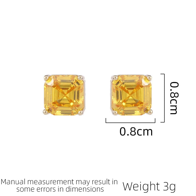 Fashionable Women's Geometric Square Micro Inlaid Zircon Earrings Unique Design Versatile and Simple Earrings Daily Accessories