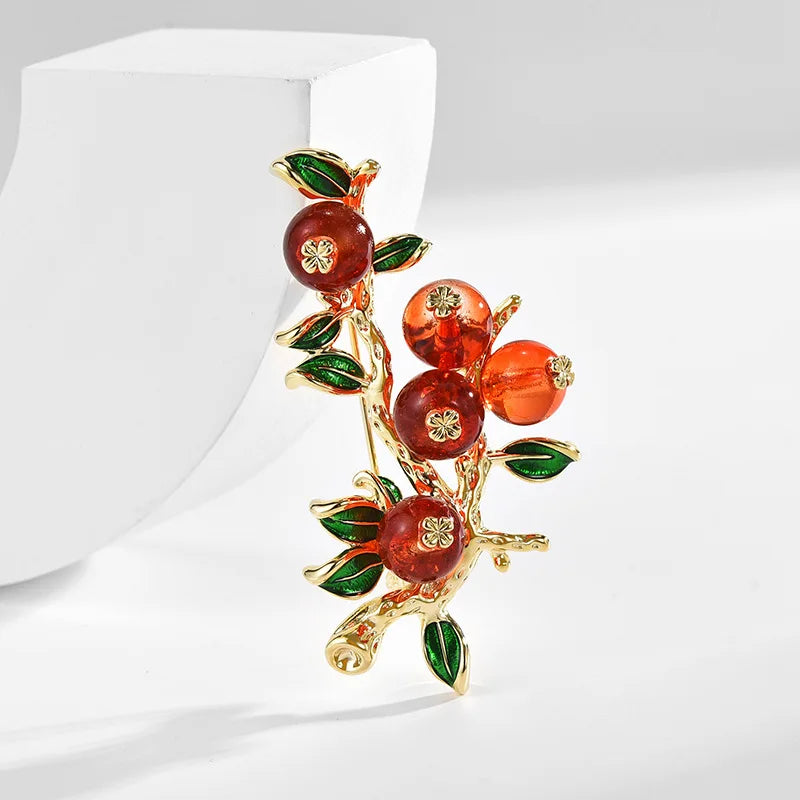 SUYU Red Flower Fruit Brooch For Women Exquisite And Luxurious Design Elegant And Fashionable Brooch Fashionable Jewelry