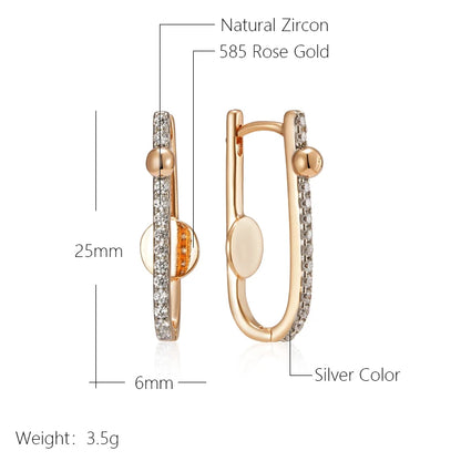 Wbmqda Unique Geometric Zircon Drop Earrings For Women 585 Rose Gold Silver Mix Color Fashion Modren Style Jewelry 2023 Trending