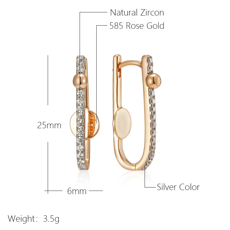 Wbmqda Unique Geometric Zircon Drop Earrings For Women 585 Rose Gold Silver Mix Color Fashion Modren Style Jewelry 2023 Trending