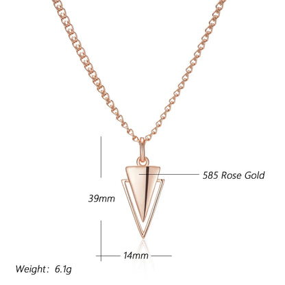 Kinel Hot Fashion Glossy Pendant Necklaces For Women 585 Rose Gold Simple Triangle Pendant High Quality Daily Fine Jewelry