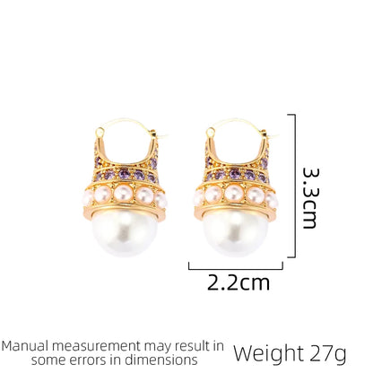 SUYU American Jewelry Retro Micro Inlaid Zircon Crown Shape  Earrings For Women's Light Luxury Niche Medieval Earrings