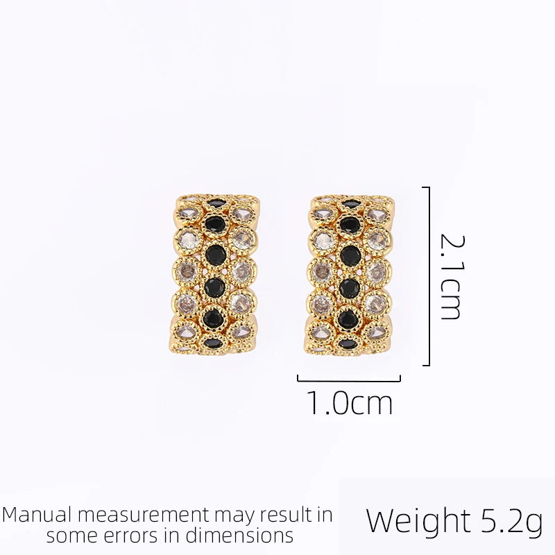 SUYU Retro Luxury Minimalist Versatile Style Earrings Personalized Micro Inlaid Zircon Women's Fashion Earrings