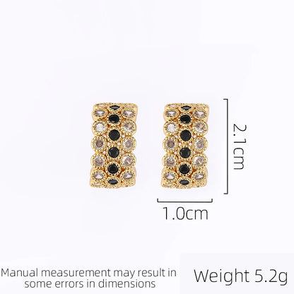 SUYU Retro Luxury Minimalist Versatile Style Earrings Personalized Micro Inlaid Zircon Women's Fashion Earrings